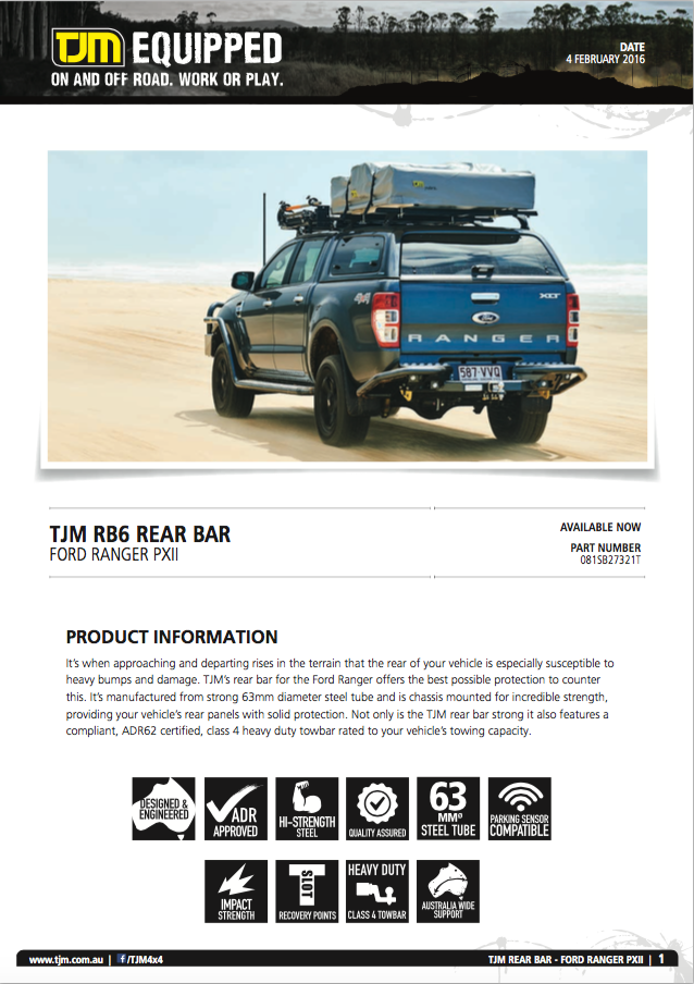 Ford Ranger PXII TJM Rear Bar - Latest News - TJM Products NQ