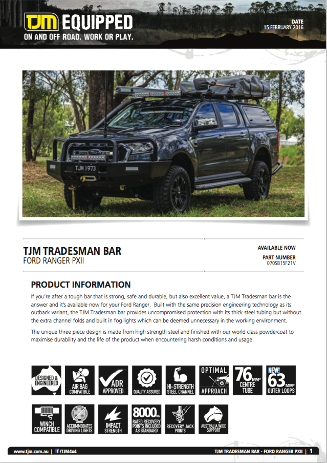 Ford Ranger PXII TJM Tradesman - Latest News - TJM Products NQ